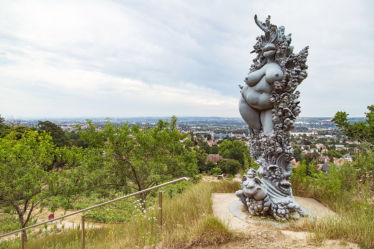 Sculpture on the grounds of Drei Herren winery in Freistaat, Sachsen, Germany
